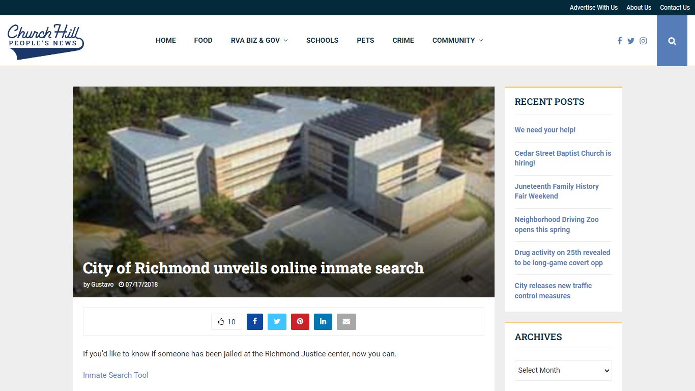 City of Richmond unveils online inmate search - CHPN